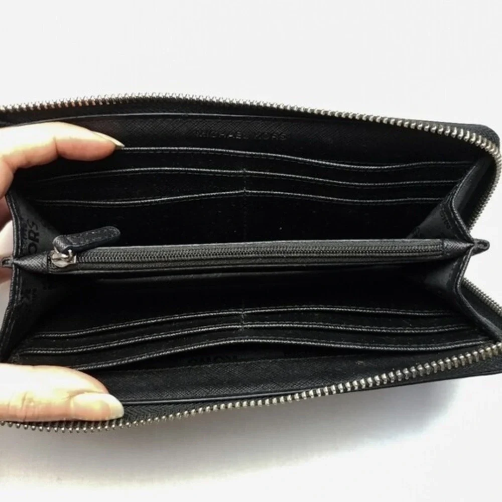 Michael Kors Black Saffiano Leather Jet Set Zip Wallet - Picture 3 of 7
